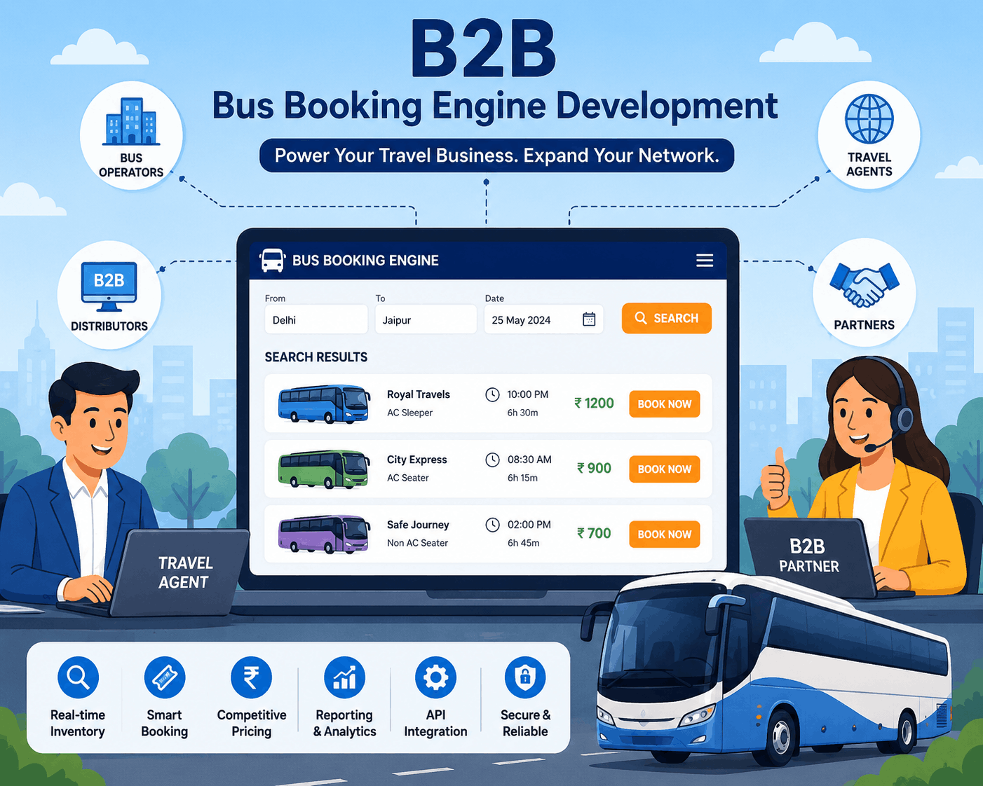 B2B Bus Booking Engine Development in Delhi NCR