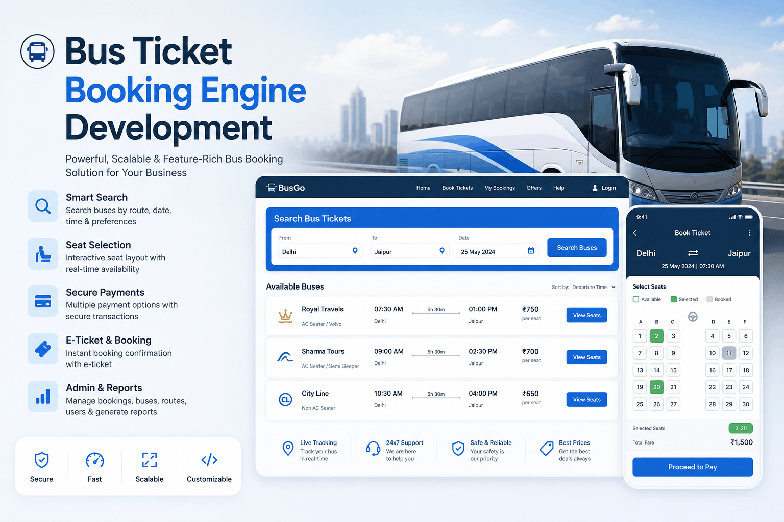 Bus Ticket Booking Engine Development in Delhi NCR